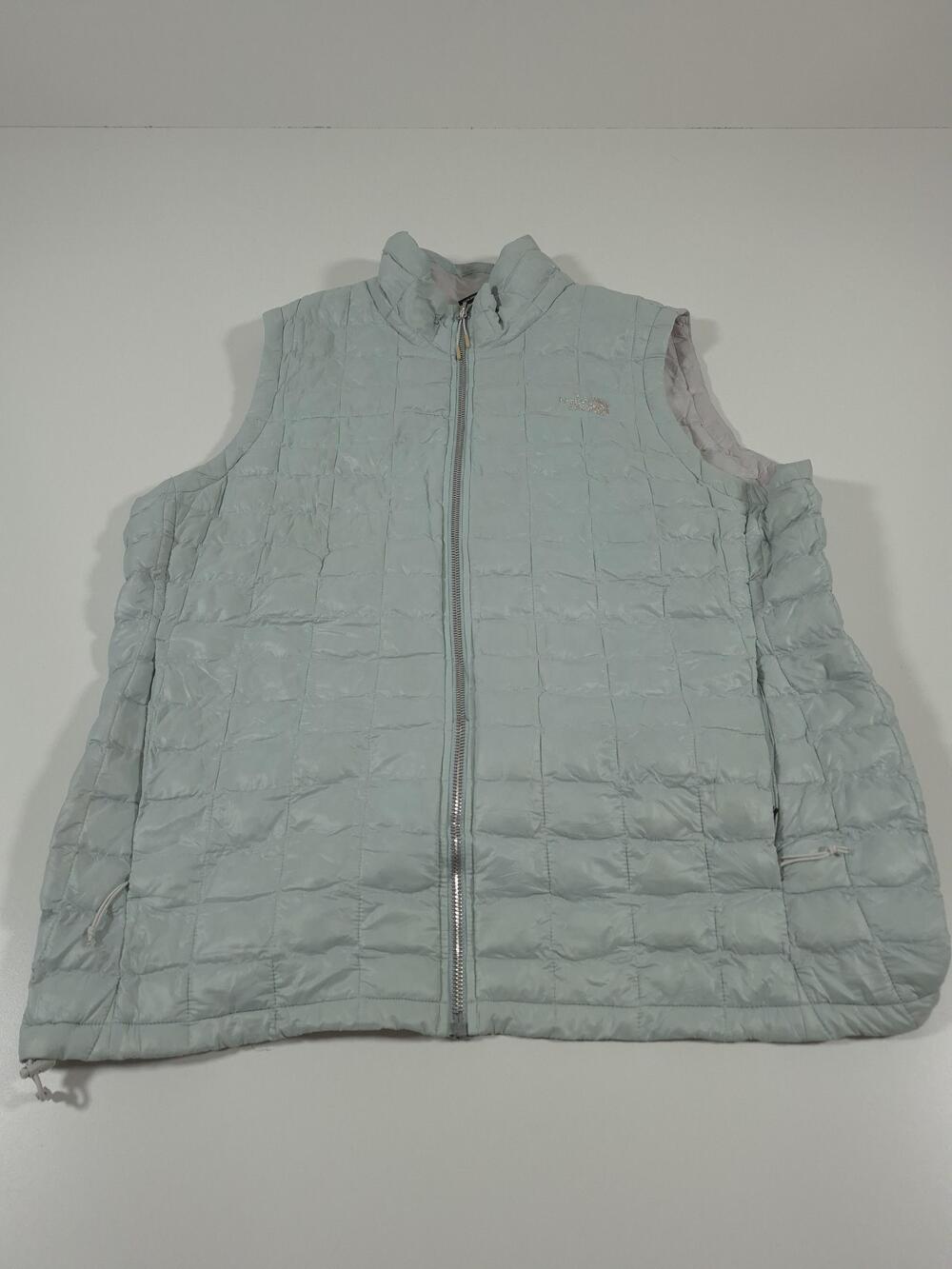 The North Face ThermoBall Vest Womens XL Light Blue Quilted Puffer Insulated Zip